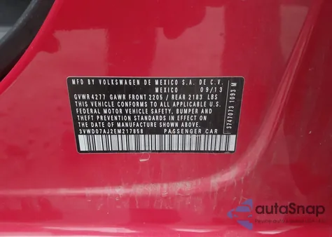 2014 Volkswagen Jetta 1.8T Se from USA, damaged, VIN 3VWD07AJ2EM217858